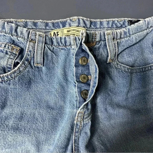 American Eagle Outfitters Womens Jeans 0 Blue Button Closure Distressed Hems - Picture 10 of 14
